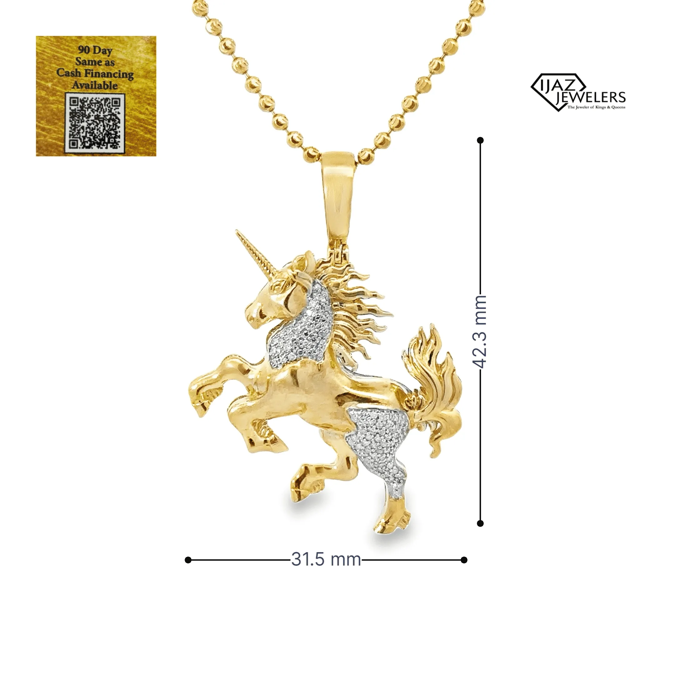 10K Gold 0.25 CTW Diamond Unicorn Charm