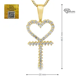 10K Gold 1.34 CTW Diamond Heart Cross Charm