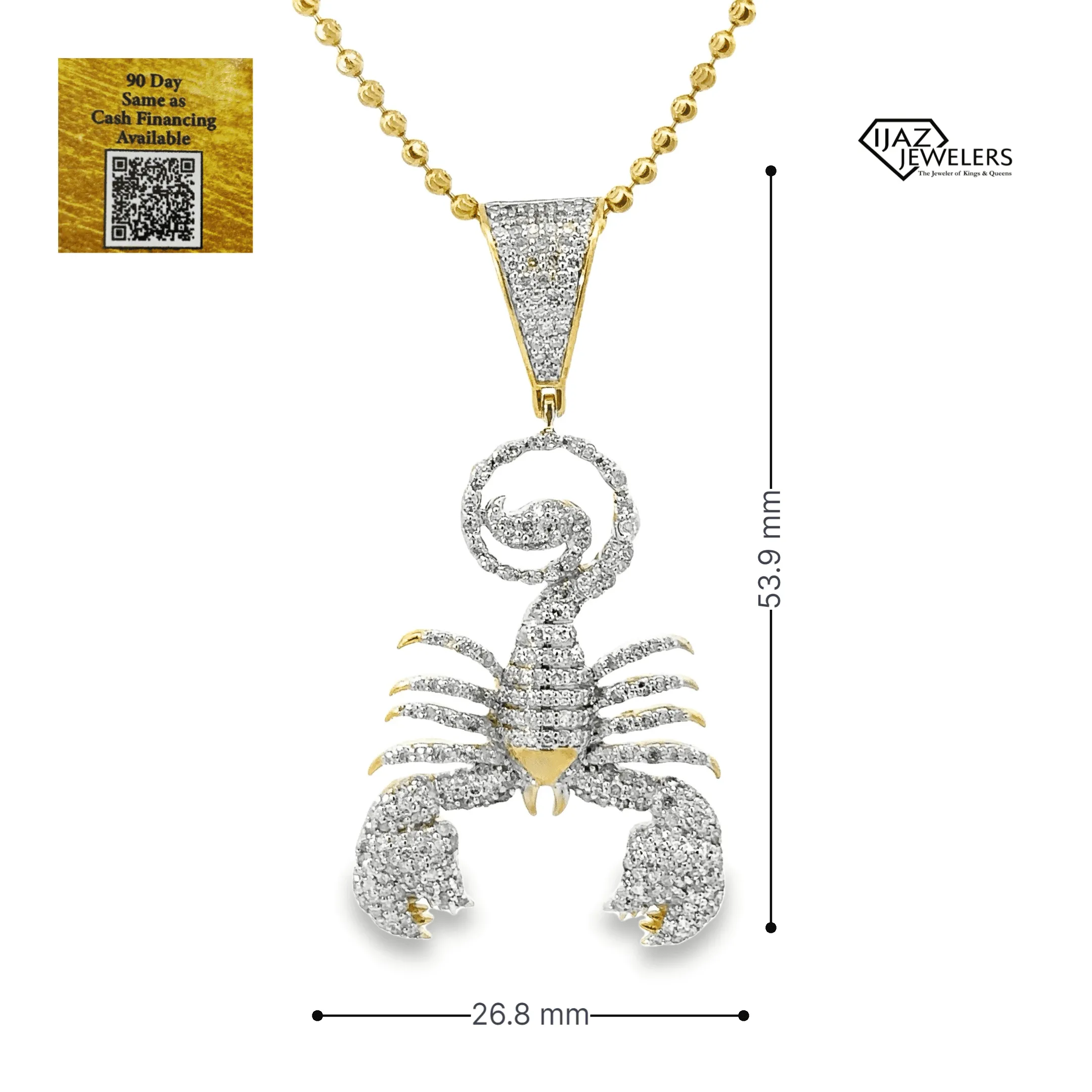 10K Gold 1.67 CTW Diamond Scorpion Charm