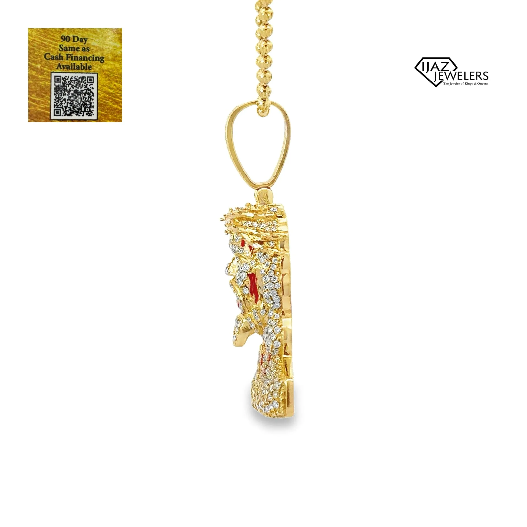 10K Gold 2.05 CTW Diamond Jesus Charm