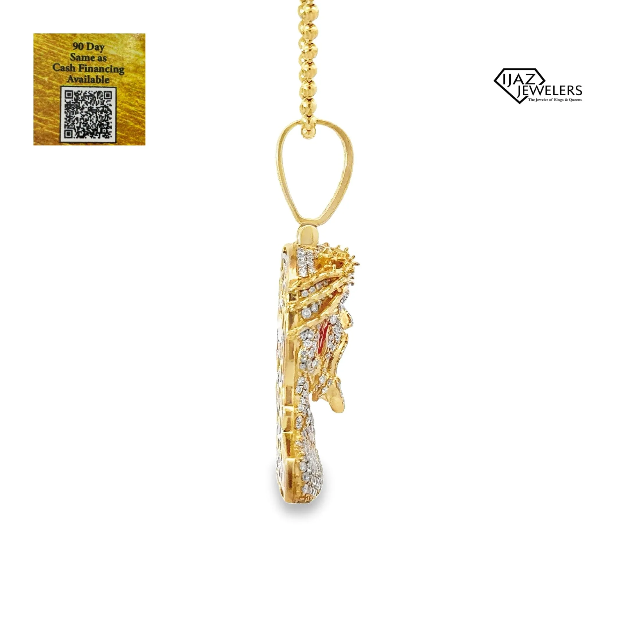 10K Gold 2.05 CTW Diamond Jesus Charm