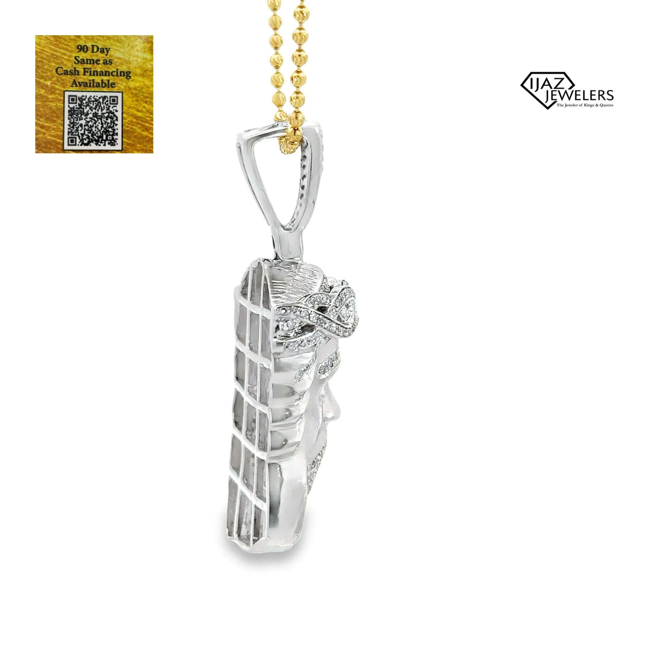 10K White Gold 1.30 CTW Diamond Jesus Charm