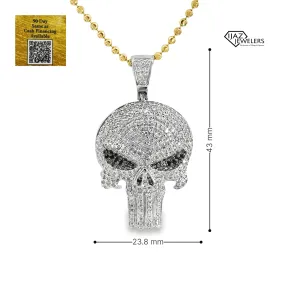 10K White Gold 1.38 CTW Diamond Punisher Style Skull Charm