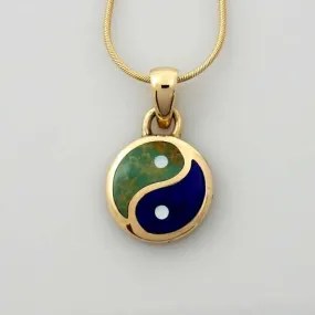 14kt Gold Turquoise Lapis Yin Yang Pendant