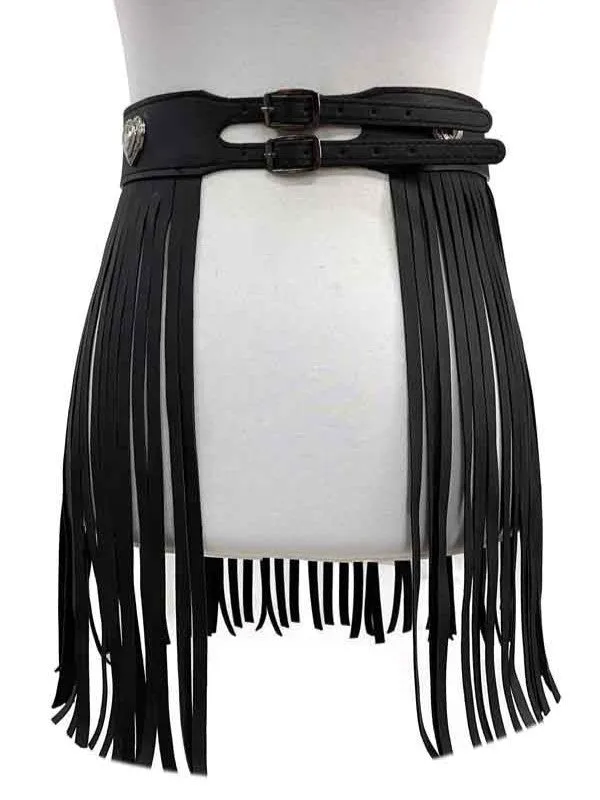 27 Heart Double Buckle Fringe Belt