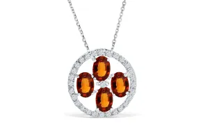 2.71 CT TW Oval Cut Orange Sapphire Diamond Pendant 0.31 CT TW 14K White Gold OSPEN005