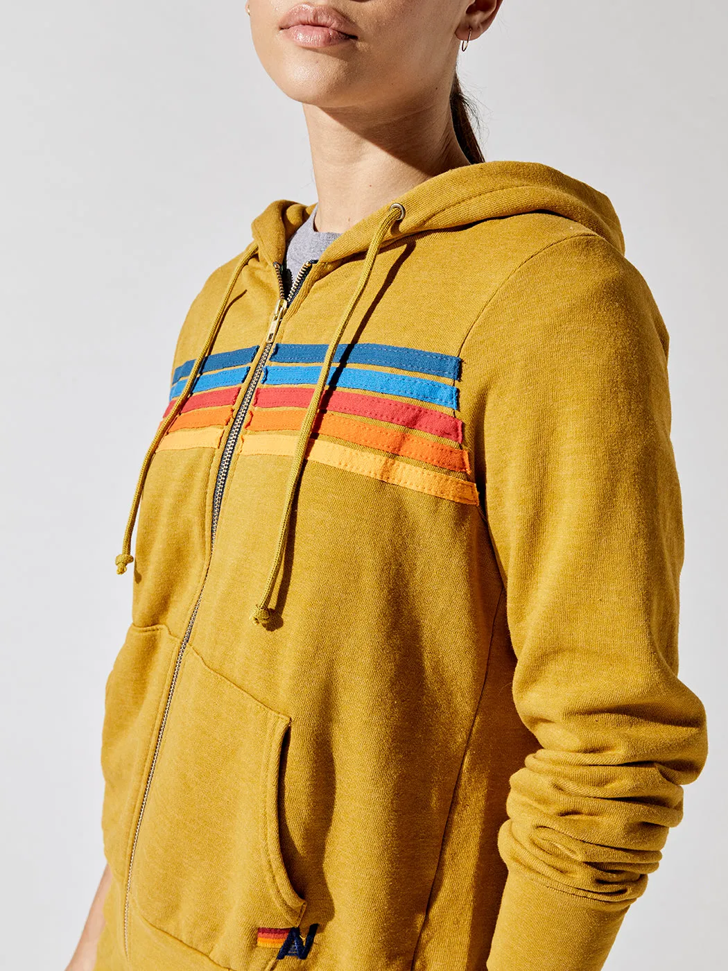 5 Stripe Zip Hoodie - Honey 2