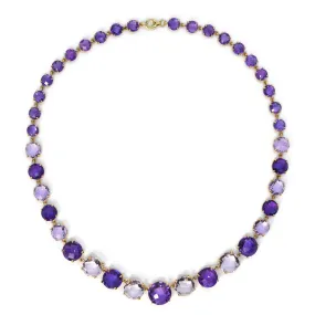 AFJ Gemstone Collection - Graduated Necklace with Amethyst, Yellow Gold