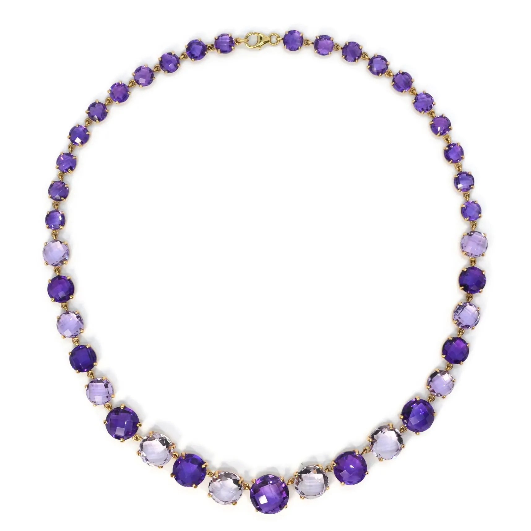 AFJ Gemstone Collection - Graduated Necklace with Amethyst, Yellow Gold