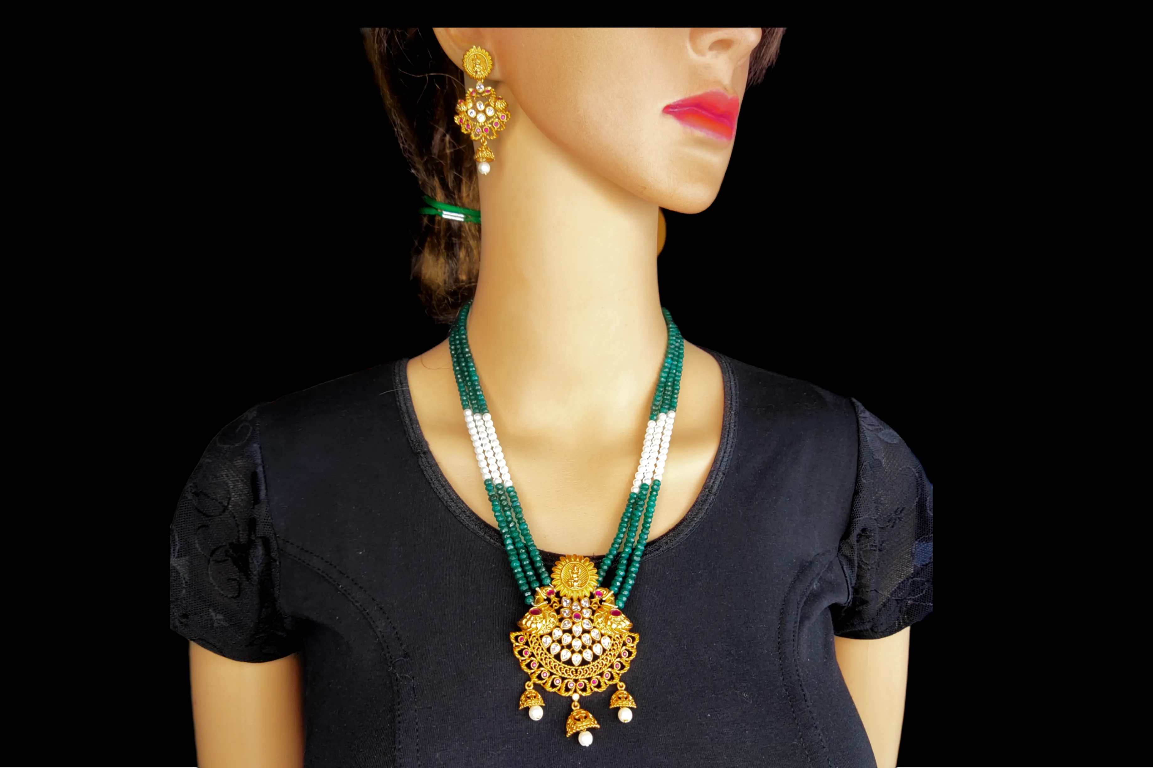 Antique Peacock Pendant With Beads Necklace By Asp Fashion Jewellery