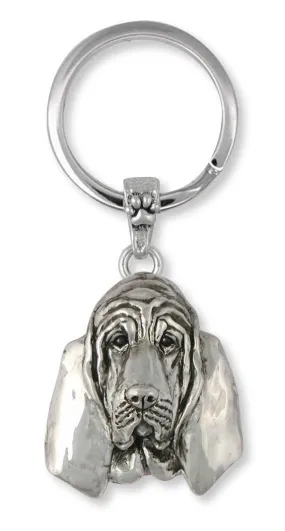 Bloodhound Key Ring Jewelry Sterling Silver Handmade Dog Key Ring BHD6-2KRE