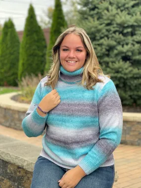 BLUE OMBRE TURTLENECK SWEATER