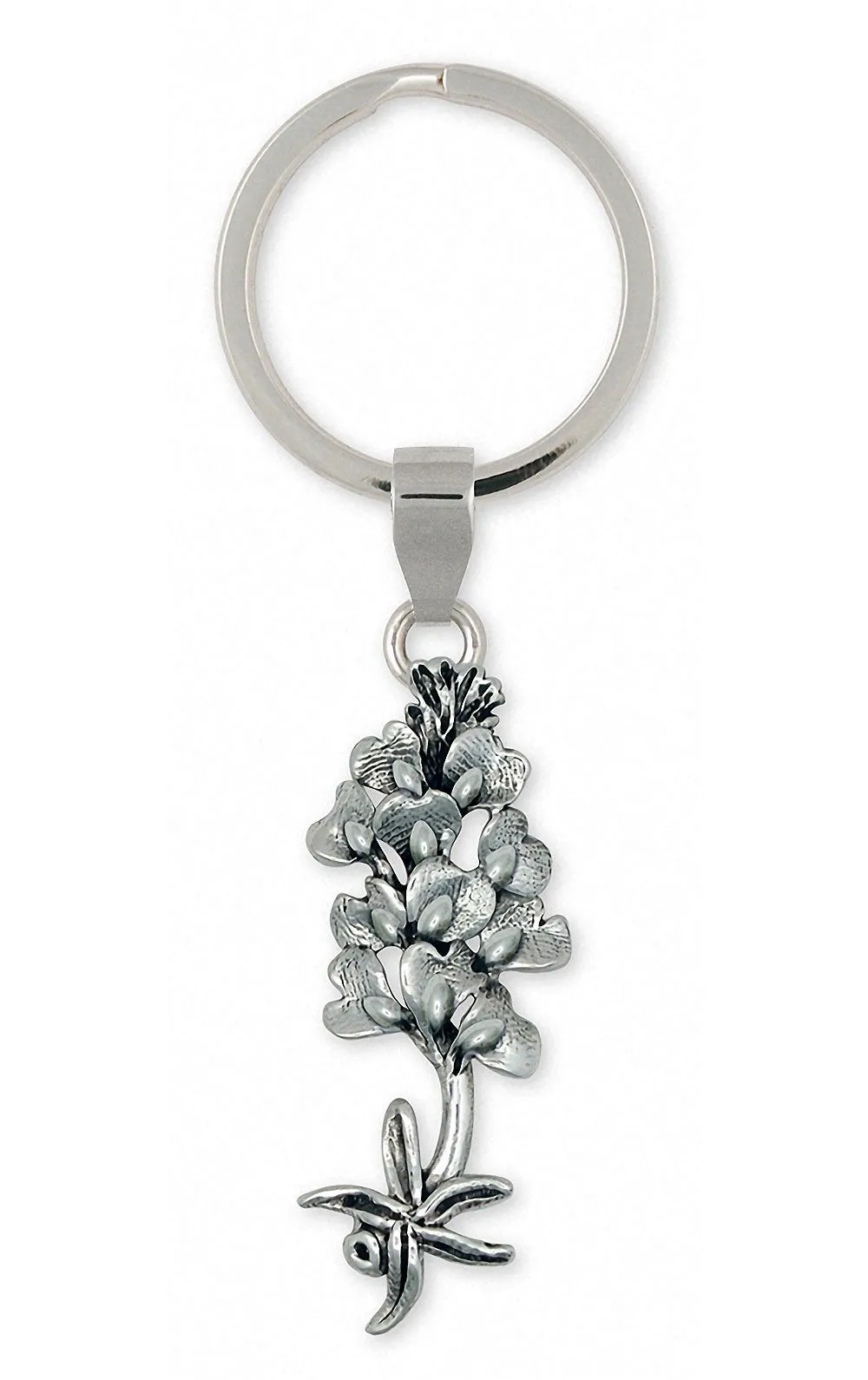 Bluebonnet Key Ring Jewelry Sterling Silver Handmade Texas Wildflower Key Ring BB7-KR