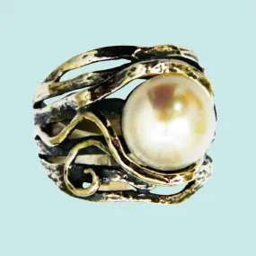 Bluenoemi Jewelry from Israel - Pearl Silver Ring for Woman buying online, silver rings for women