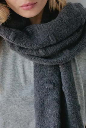 Bobble Knit Charcoal Scarf