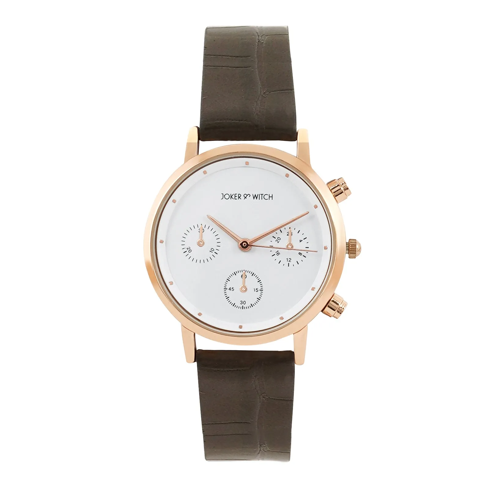 Boston White Dial Grey Brown PU Strap Watch