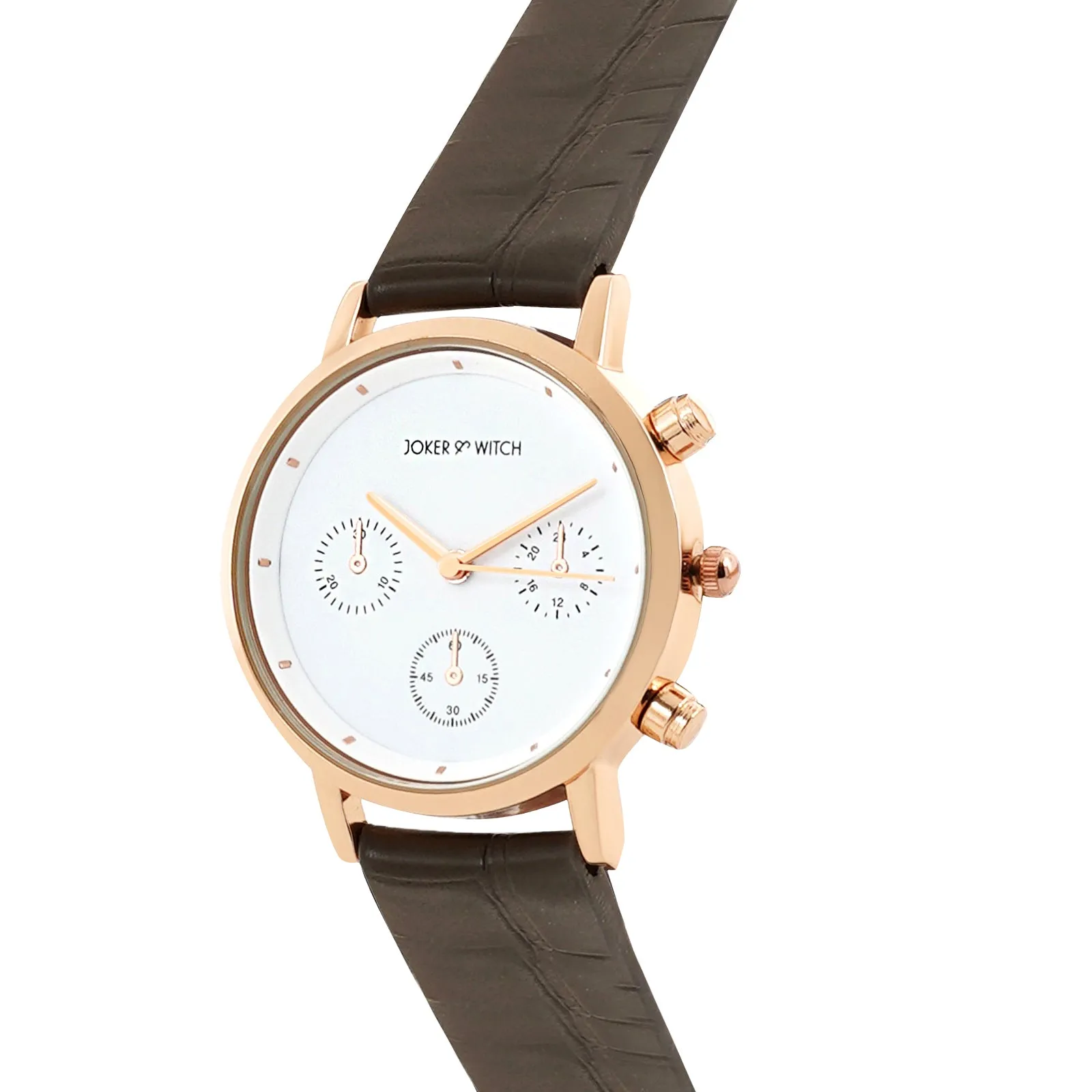 Boston White Dial Grey Brown PU Strap Watch