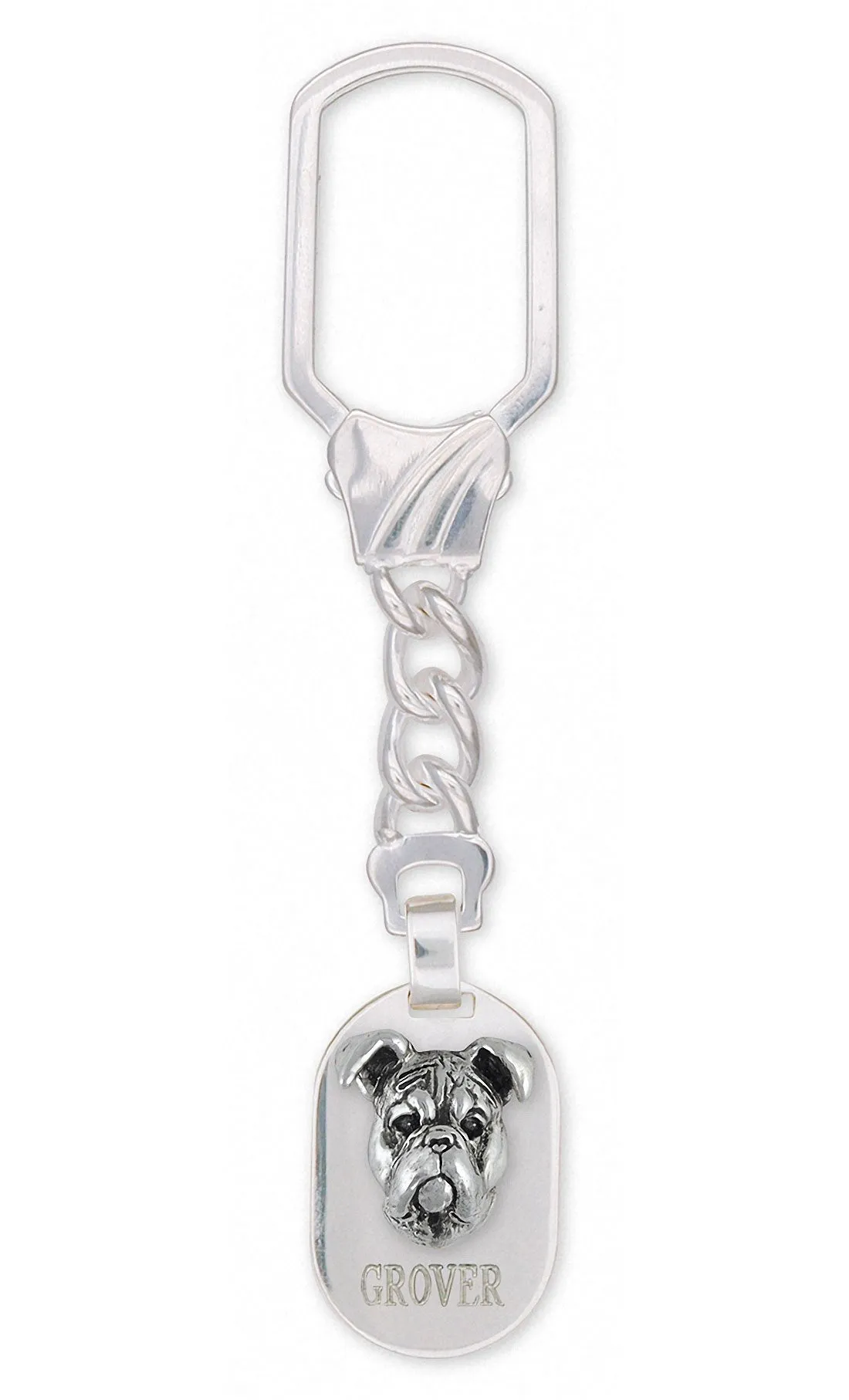 Boxer Jewelry Sterling Silver Handmade Boxer Key Ring BD32-KSRE