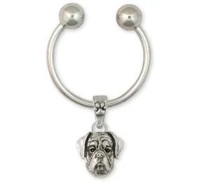 Boxer Key Ring Jewelry Sterling Silver Handmade Dog Key Ring BX9-2KRE