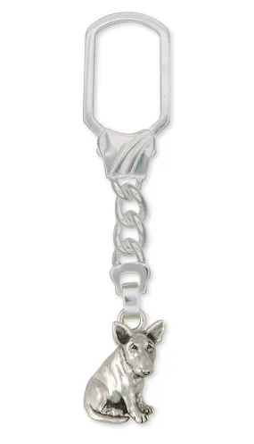 Bull Terrier Key Ring Handmade Sterling Silver Dog Jewelry BU9-KR