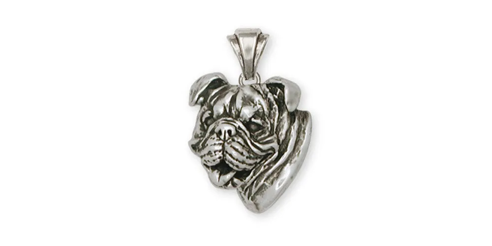 Bulldog Pendant Jewelry Sterling Silver Handmade Dog Pendant BD7-P