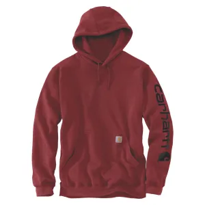 Carhartt Men's Signature Logo Hooded Pullover Sweatshirt_Dark Barn Red Heather