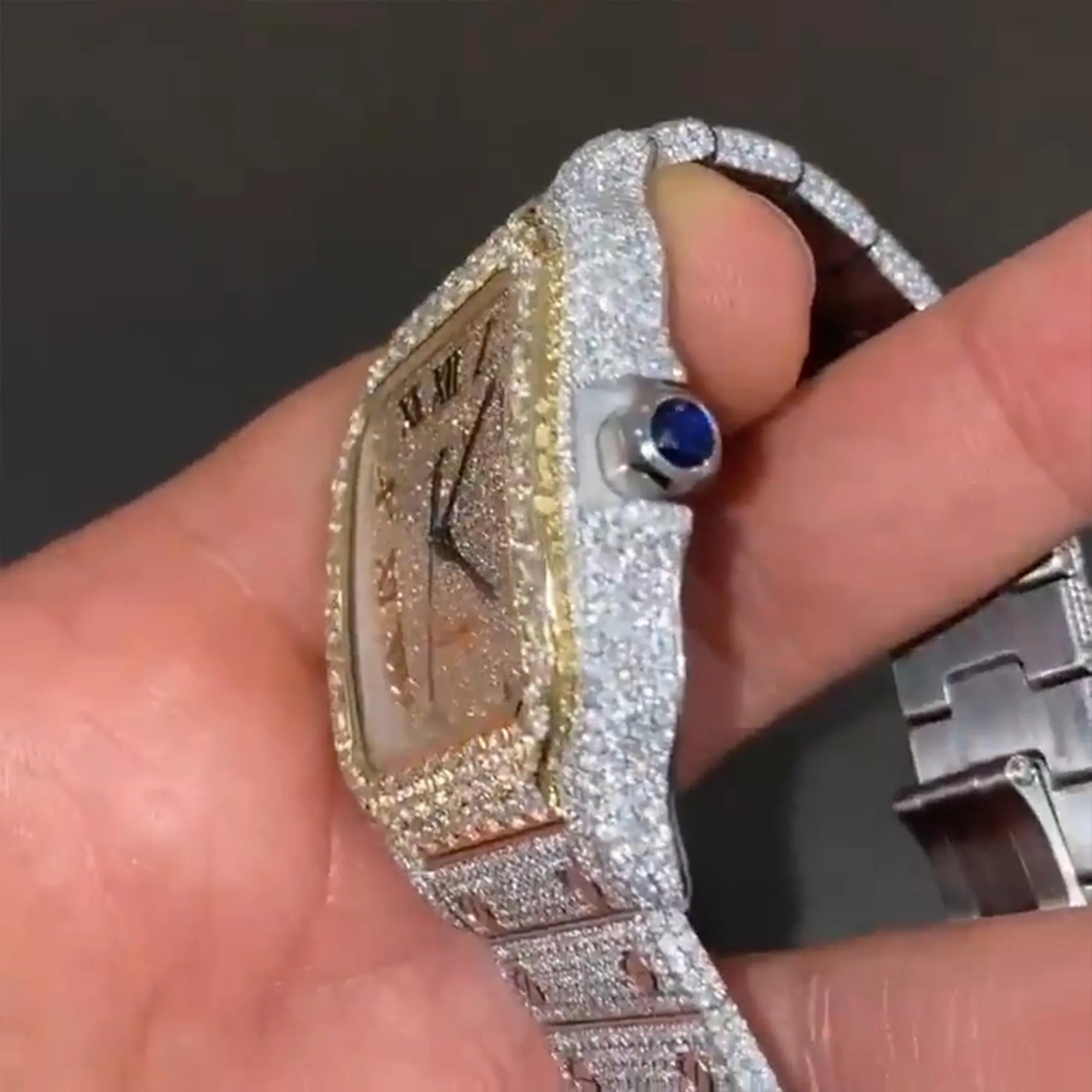 Cartier Santos Moissanite Diamond Watch | vvs moissanite watch