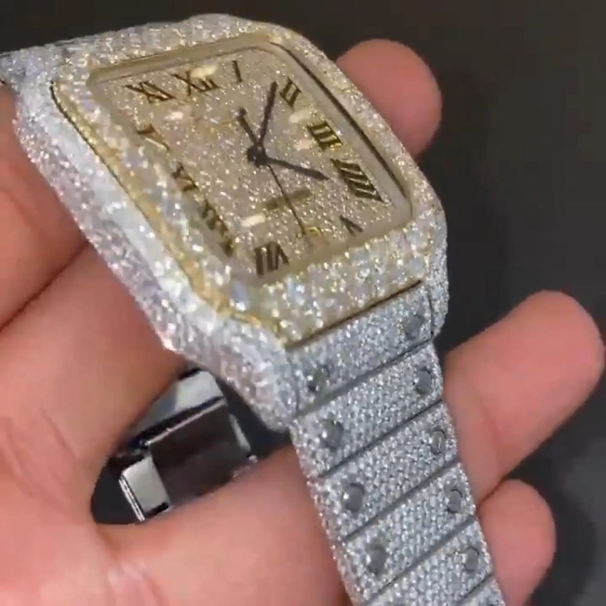 Cartier Santos Moissanite Diamond Watch | vvs moissanite watch