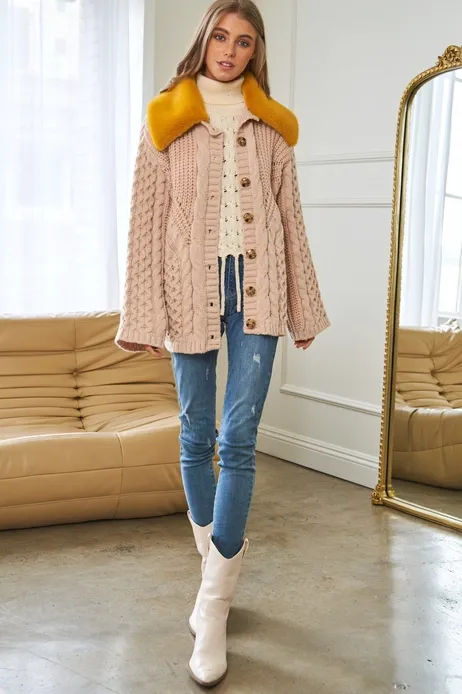 Chunky Cable Knit Cardigan