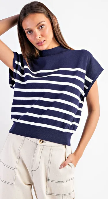 Claudia in Navy and White Stripe