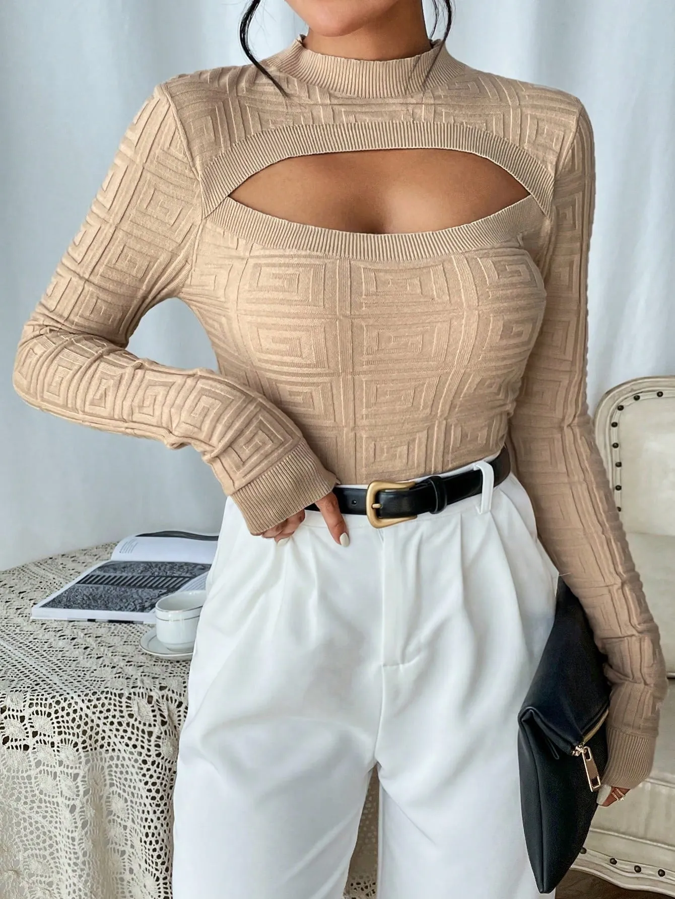 Chic Ribbed Mock Neck Sweater