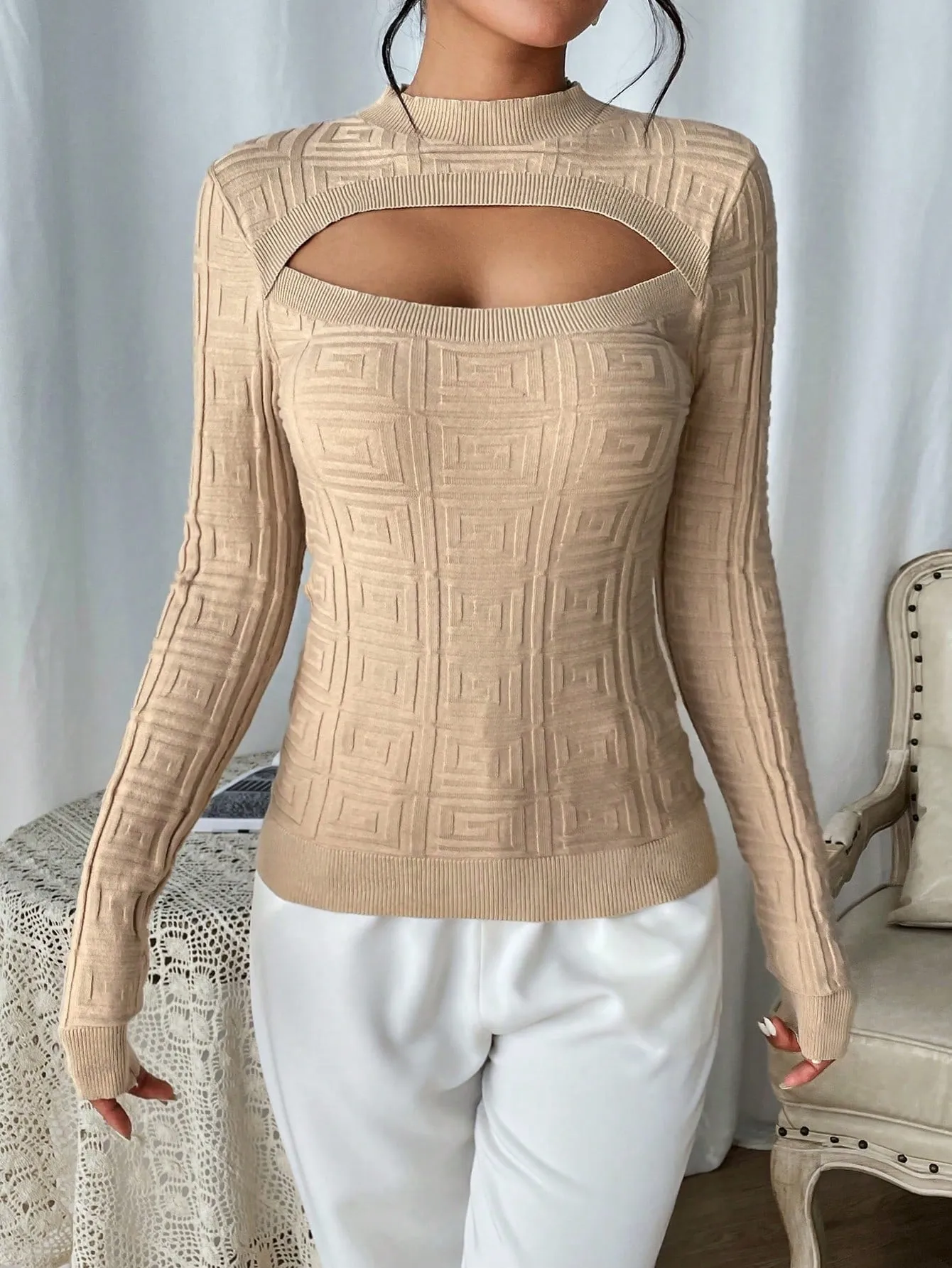 Chic Ribbed Mock Neck Sweater