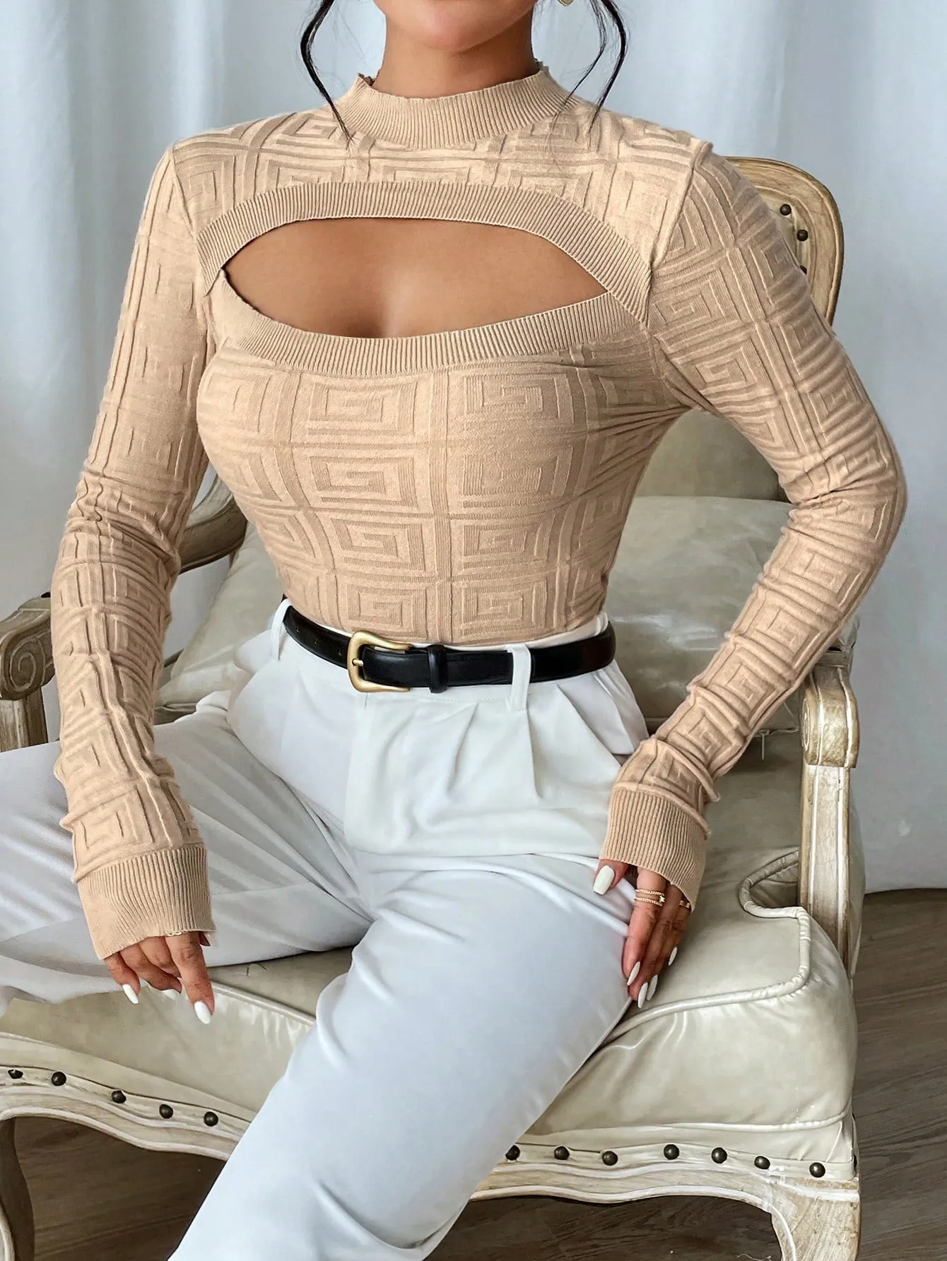 Chic Ribbed Mock Neck Sweater