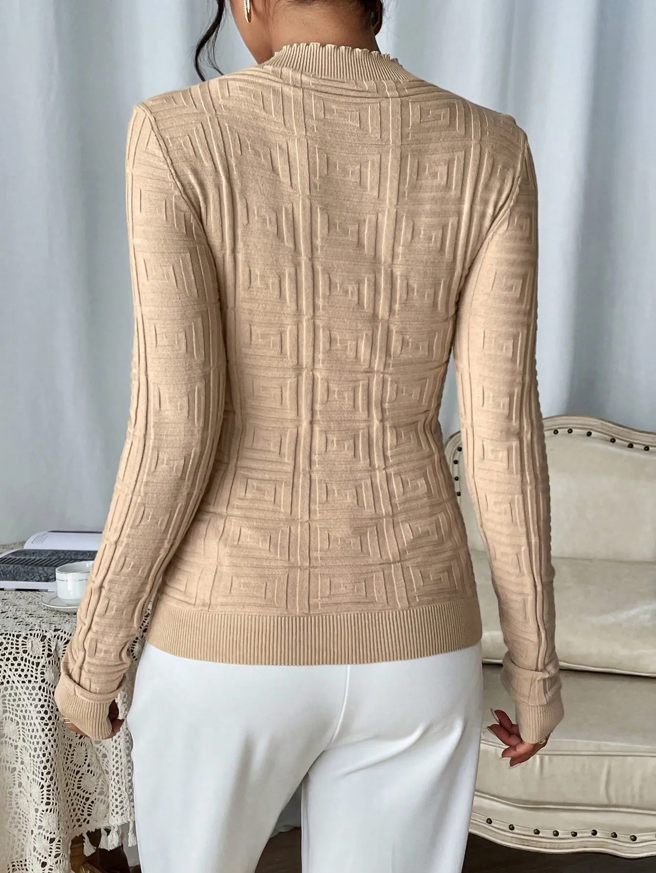 Chic Ribbed Mock Neck Sweater