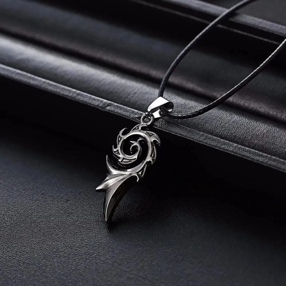 Dragon Flame Titanium Stainless Steel Leather Chain Pendant Necklace