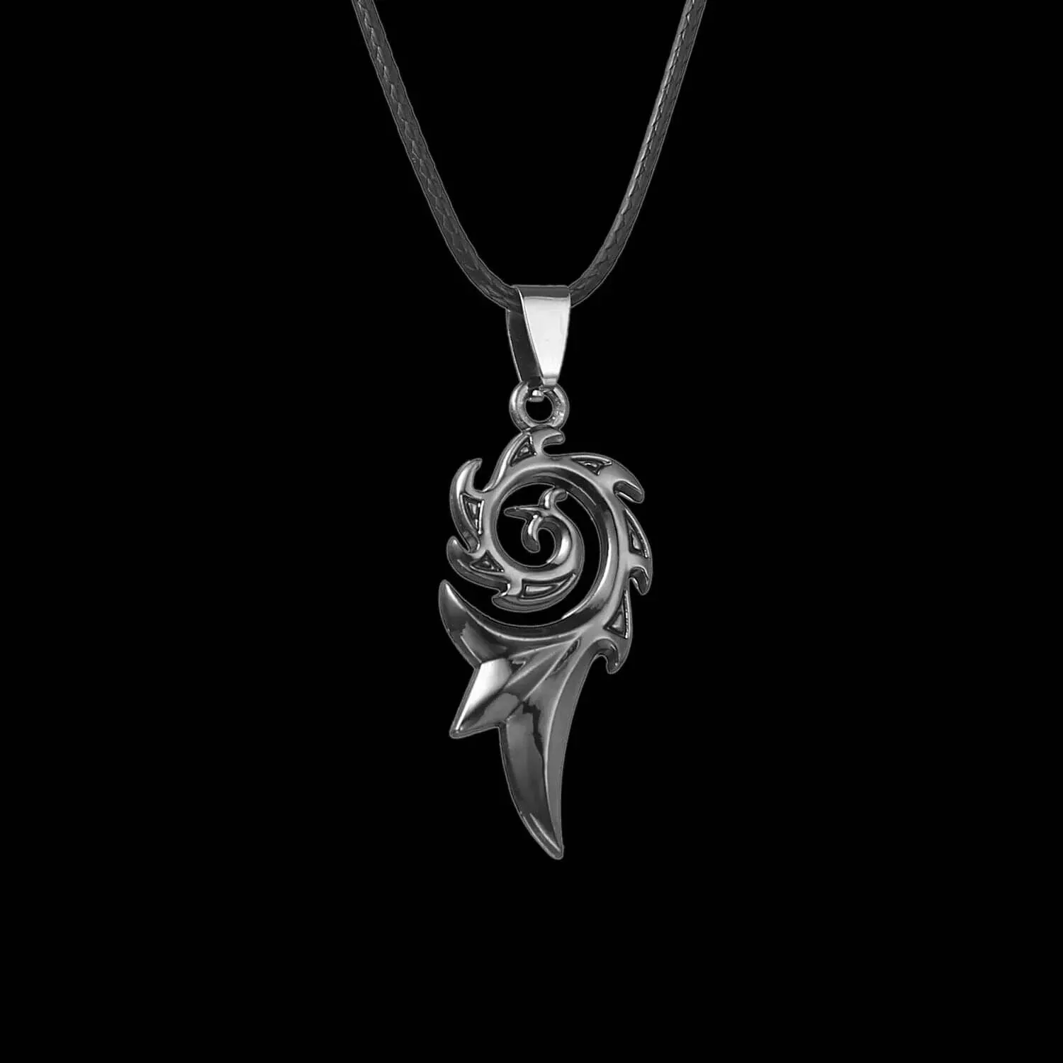 Dragon Flame Titanium Stainless Steel Leather Chain Pendant Necklace