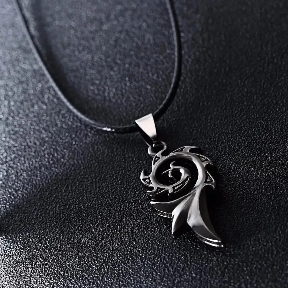 Dragon Flame Titanium Stainless Steel Leather Chain Pendant Necklace