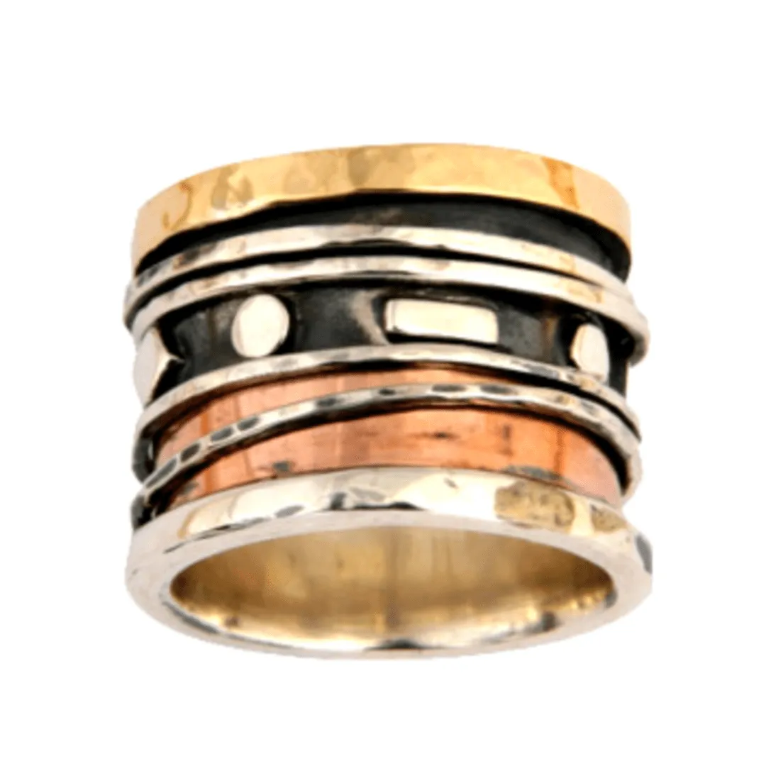 Elegant Spinner Ring Meditation ring Sterling silver 9K yellow rose gold.