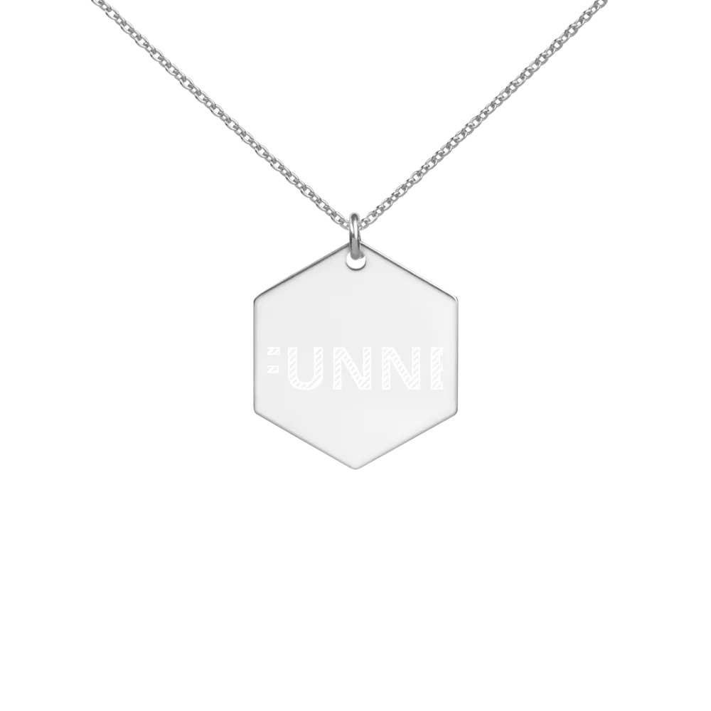 Engraved Silver Hexagon Necklace