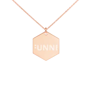 Engraved Silver Hexagon Necklace