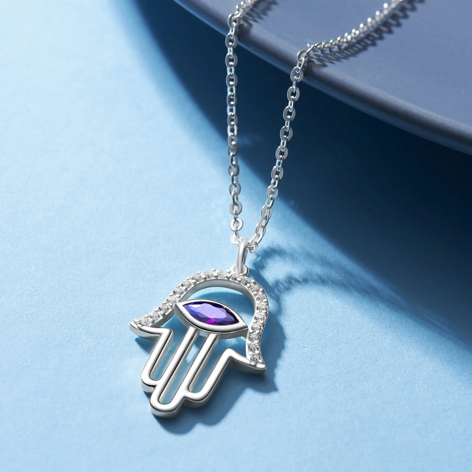 Evil Eye Pendant Silver | Hamsa Hand Pendant