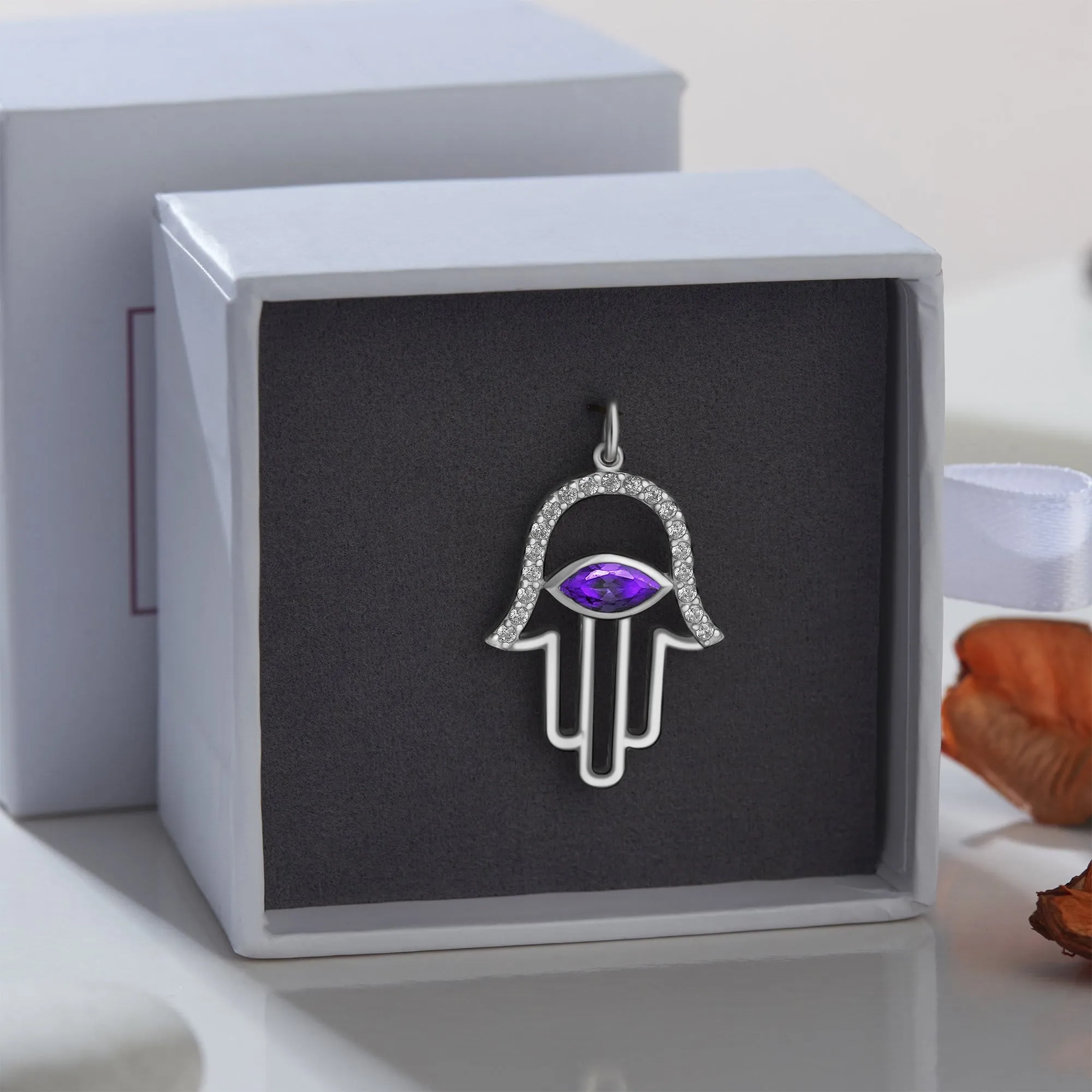 Evil Eye Pendant Silver | Hamsa Hand Pendant