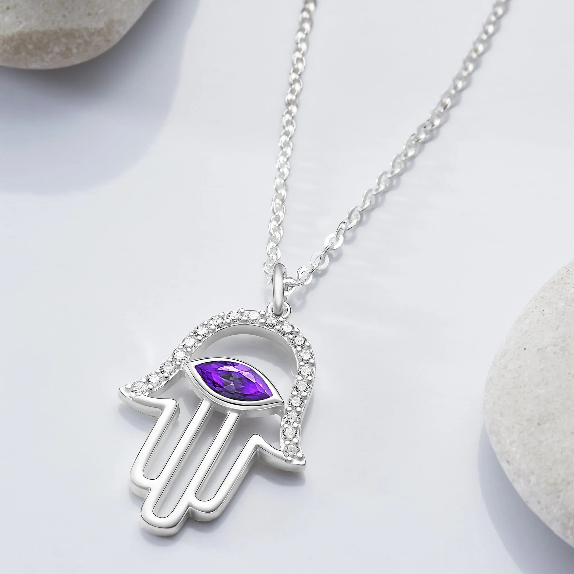 Evil Eye Pendant Silver | Hamsa Hand Pendant