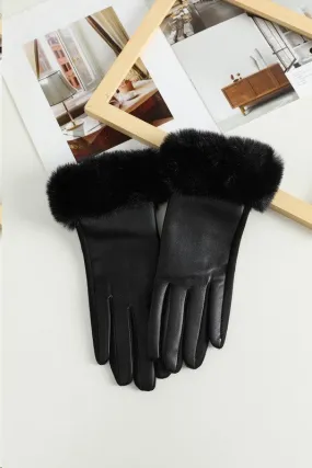 Faux Fur & Vegan Leather Gloves