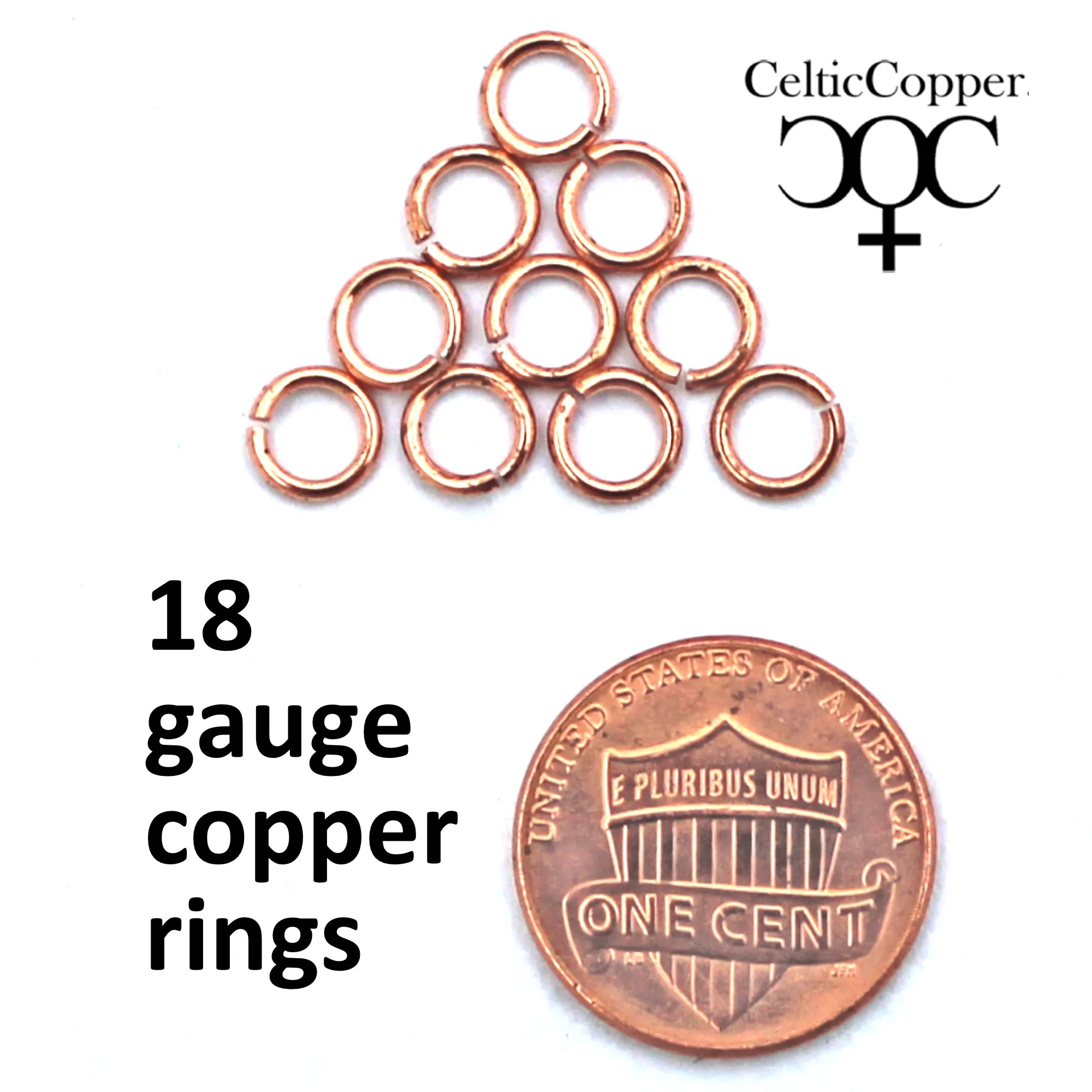 Fine Weight 18 Gauge Copper Jump Rings JSR18 Solid Copper Jewelry Findings Copper Ring 10-Pack