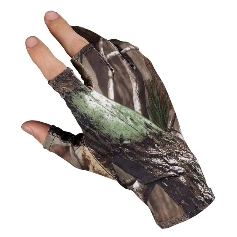 Fishing Gloves Camouflage Anti-Slip Elastic Thin Mitten 3 Fingers Cut Camping Cycling Hunting Half-Finger Gloves