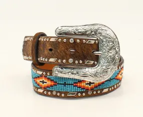 Girl's Ariat Calf Hair & Beaded Rhinestone Belt