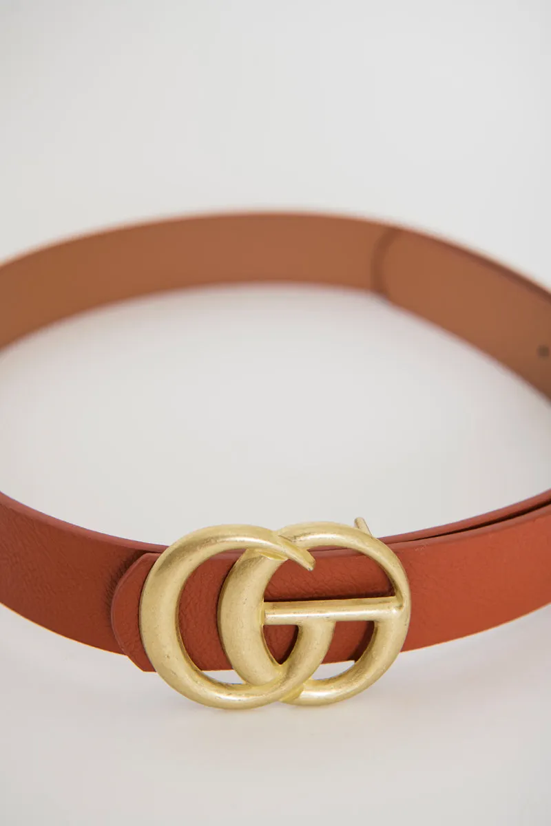 Gold Buckle Belt - Orange