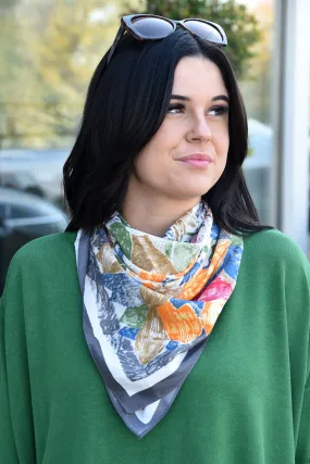 GREEN LEAF PRINT BANDANA SCARF