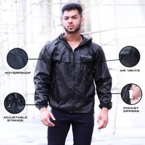 GymX Jet Black Black - GymX Hurricane Waterproof Jacket- Sale (rainwear) - Sale